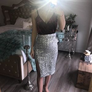 Velvet & Silver Sequence Cocktail Dress